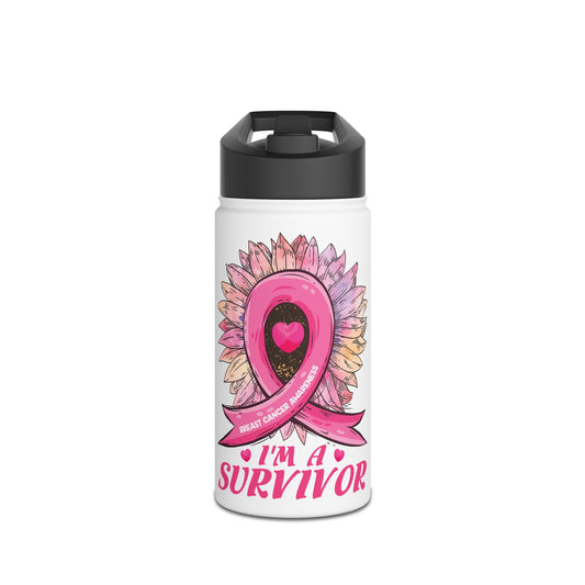 Breast Cancer Survivor Water Bottle, I'm A Survivor Flask, Motivational Drinkware, Empowerment Gift, Supportive Water Container